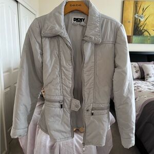 DKNY Women's Light Gray Puffer Jacket